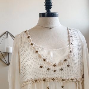Free People Beaded Sunflower Shirt